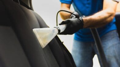 Car cleaning service preparing vehicle for Sangla or collateral loan inspection.